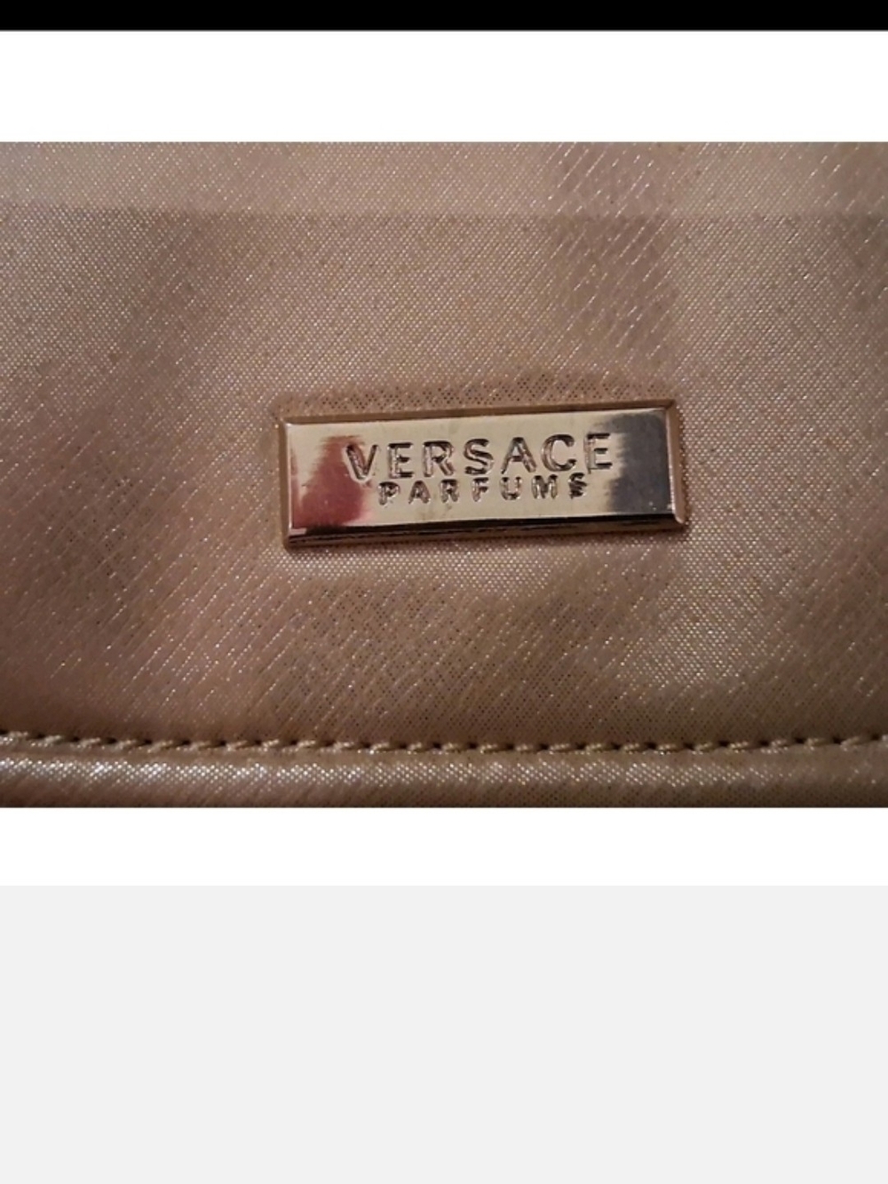 ✨ Versace Parfums Metallic Cosmetic Pouch / Clutch – Champagne Gold ✨ - Picture 3 of 6